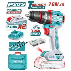 TOTAL ΕΠΑΓΓΕΛΜΑΤΙΚΟ ΔΡΑΠΑΝΟΚΑΤΣΑΒΙΔΟ ΚΡΟΥΣΤΙΚΟ ΜΠΑΤΑΡΙΑΣ Li-ion 20V / 2Ah / 76Nm / 2 ΜΠΑΤ BL Motor TIDLI20768E